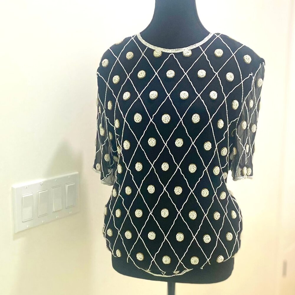 VINTAGE Evening Entry Beaded Blouse